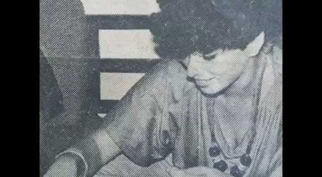 Vintage photo of Jojo's mother drawing at a desk